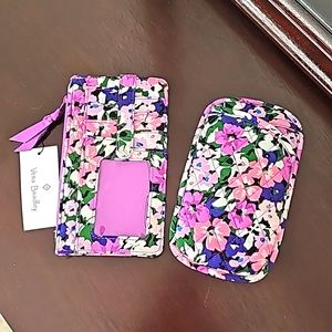 Vera Bradley Card Case Wallet Flower Garden Print and glasses holder